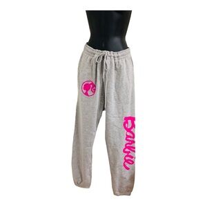 Barbie gray & pink Barbie graphic print sweatpants joggers size large‎ brand new